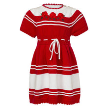 Load image into Gallery viewer, RED COTTON KNIT FLOWER EMBROIDERED "KARMEN" DRESS
