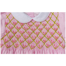 Load image into Gallery viewer, " PRETTY IN PINK" GORGEOUS HAND-SMOCKED BABY ROMPER. LIMITED.
