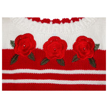 Load image into Gallery viewer, RED COTTON KNIT FLOWER EMBROIDERED "KARMEN" DRESS
