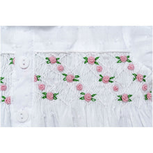 Load image into Gallery viewer, " FREYA " WHITE SWISS DOT HAND-SMOCKED TRADITIONAL PYJAMAS SET. LIMITED
