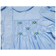 Load image into Gallery viewer, BLUE TRADITIONAL "IRIS" HAND-SMOCKED PYJAMAS SET
