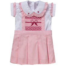 Load image into Gallery viewer, " GRACIE " BLOUSE @ PINAFORE HAND-SMOCKED 2 PIECE SET. LIMITED - NEW ARRIVAL
