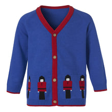 Load image into Gallery viewer, BOYS BLUE SOLDIER INTARSIA COTTON KNITTED CARDIGAN
