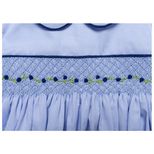 Load image into Gallery viewer, BABY BLUE TRADITIONAL "AVA" HAND SMOCKED ROMPER
