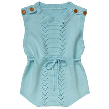 Load image into Gallery viewer, AQUA BLUE COTTON DRAWSTRING DETAILS "AZURRO" ROMPER
