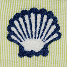 Load image into Gallery viewer, BABY GIRL GREEN &amp; BLUE SEERSUCKER SEA SHELL TUNIC&amp; SHORTS OUTFIT
