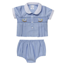 Load image into Gallery viewer, BABY BOYS "ASCOT " HAND-SMOCKED, HAND-EMBROIDERED DIAPER SET. LIMITED
