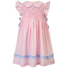 Load image into Gallery viewer, PINK COTTON BLEND HAND SMOCKED "ISABELLA" SHORTSLEEVED DRESS

