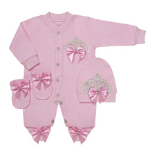 Load image into Gallery viewer, " MILADY " PINK JERSEY COTTON SPARKLING BABY SET. HAND-MADE.
