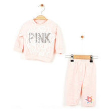 Load image into Gallery viewer, LACE AND SEQUINS " GOOD TIMES " GLAMOUR PINK TOP @ LEGGINGS BABY SET
