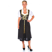 Load image into Gallery viewer, Enchanting 3pcs. Dirndl black yellow with blouse and apron
