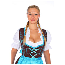 Load image into Gallery viewer, Brown 3 pcs. Dirndl with contrasting pattern
