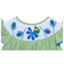 Load image into Gallery viewer, " SEMIRAMIS" LIGHT GREEN HAND-SMOCKED HAND-EMBROIDERED STUNNING DRESS

