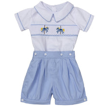 Load image into Gallery viewer, " TOURNAMENT" HAND-SMOCKED HAND-EMBROIDERED BUSTER SUIT. LIMITED
