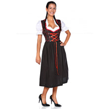 Load image into Gallery viewer, Black-red 3pcs. Dirndl with contrasting pattern
