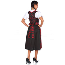 Load image into Gallery viewer, Black-red 3pcs. Dirndl with contrasting pattern
