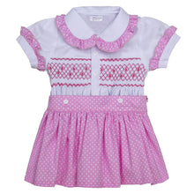 Load image into Gallery viewer, " MARGARETA" HAND SMOCKED SKIRT &amp; BLOUSE OUTFIT. LIMITED
