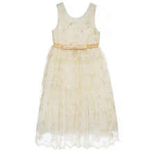 Load image into Gallery viewer, GIRLS CHAMPAGNE BEIGE TULLE BEADED &amp; EMBROIDERED DRESS. CLEARANCE!
