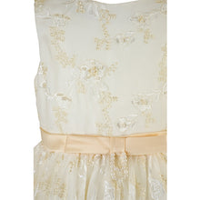 Load image into Gallery viewer, GIRLS CHAMPAGNE BEIGE TULLE BEADED &amp; EMBROIDERED DRESS. CLEARANCE!
