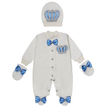 Load image into Gallery viewer, " BARON " CHARMING WHITE &amp; BLUE SPARKLING BABY SET. HAND-MADE.
