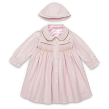Load image into Gallery viewer, "LADY PINK" HAND-SMOCKED, HAND-EMBROIDERED PALE PINK CORDUROY COAT.CLEARANCE
