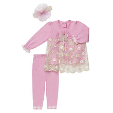 Load image into Gallery viewer, BABY GIRLS " ESME " COTTON JERSEY PINK 3 PIECE DRESS SET
