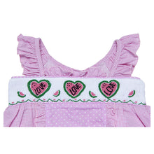 Load image into Gallery viewer, "PINK HEART" HAND SMOCKED TOP&amp;SHORTS 2PCS OUTFIT. CLEARANCE
