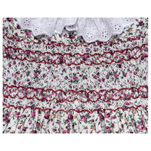 Load image into Gallery viewer, " BLOSSOM" HAND SMOCKED FLORAL PRINTED 3/4 SLEEVES DRESS
