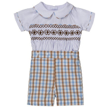 Load image into Gallery viewer, " PACO" HAND-SMOCKED HAND-EMBROIDERED BUSTER SUIT. LIMITED
