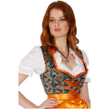 Load image into Gallery viewer, Black, 3 pieces Midi dirndl with orange apron
