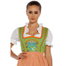 Load image into Gallery viewer, 3tlg. Good mood dirndl black red orange plaid with blouse and apron
