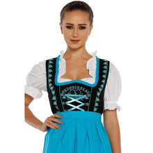 Load image into Gallery viewer, 3tlg. Dirndl Black Light blue with blouse and apron
