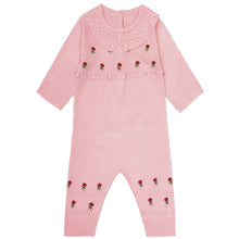 Load image into Gallery viewer, "PINKY ROSE" SOFT FINE KNITTED EMBROIDERED BABYGROW
