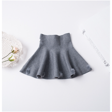 Load image into Gallery viewer, " REBECCA " FLARE KNITTED GRAY FUR EMBELLISHED SKIRT

