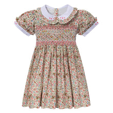 Load image into Gallery viewer, FLORAL HAND-SMOCKED " BOUQUET" COTTON DRESS. LIMITED
