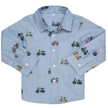 Load image into Gallery viewer, BOYS OXFORD COTTON " BICYCLE" EMBROIDERED SHIRT
