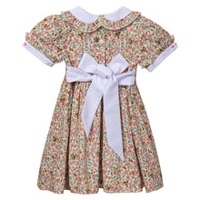 Load image into Gallery viewer, FLORAL HAND-SMOCKED " BOUQUET" COTTON DRESS. CLEARANCE
