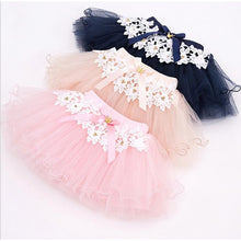 Load image into Gallery viewer, GIRLS CREAM-PEACH TULLE NET LACE EMBELLISHED TUTU SKIRT
