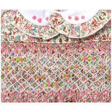 Load image into Gallery viewer, FLORAL HAND-SMOCKED " BOUQUET" COTTON DRESS. CLEARANCE
