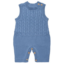 Load image into Gallery viewer, SKY BLUE COTTON KNITTED DUNGAREE-STYLE OVERALLS

