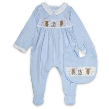 Load image into Gallery viewer, "KISS ME, TEDDY" BABY BOYS EMBROIDERED BABYGROW &amp; BIB 3-6 MONTHS
