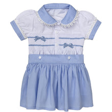 Load image into Gallery viewer, " FORGET-ME-NOT" HAND-SMOCKED SKIRT @ BLOUSE OUTFIT. LIMITED
