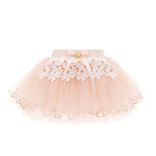 Load image into Gallery viewer, GIRLS CREAM-PEACH TULLE NET LACE EMBELLISHED TUTU SKIRT
