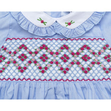 Load image into Gallery viewer, " MADEMOISELLE" BLUE TRADITIONAL HAND-SMOCKED DRESS. LIMITED
