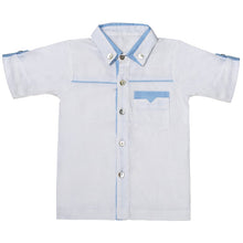 Load image into Gallery viewer, "MOODY BLUES" LINEN BLUE SHORTS AND SHIRT SET
