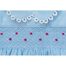 Load image into Gallery viewer, BLUE "ANASTASIA" TRADITIONAL HAND-SMOCKED PYJAMAS SET.LIMITED
