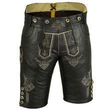 Load image into Gallery viewer, Ladies' costumes Kniebund leather pants made of fine nappa with embroidery, black

