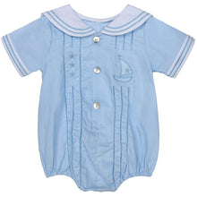 Load image into Gallery viewer, BABY BLUE NAUTICAL SAILOR ROMPER.
