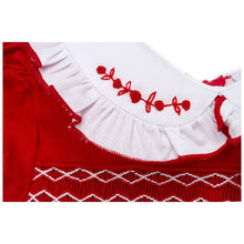 Load image into Gallery viewer, " VICTORIA " RED HAND-SMOCKED COTTON DRESS.LIMITED. END OF STOCK
