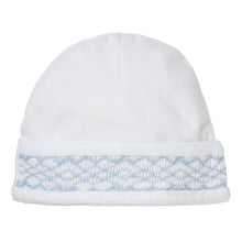 Load image into Gallery viewer, PACK OF 2 BABY BOYS BLUE@WHITE HAND-SMOCKED HATS
